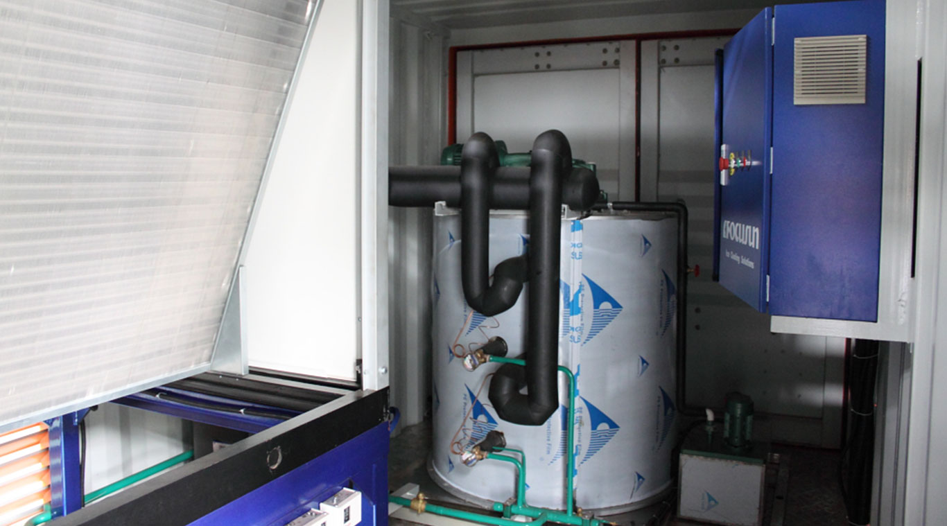 Containerized flake ice machine