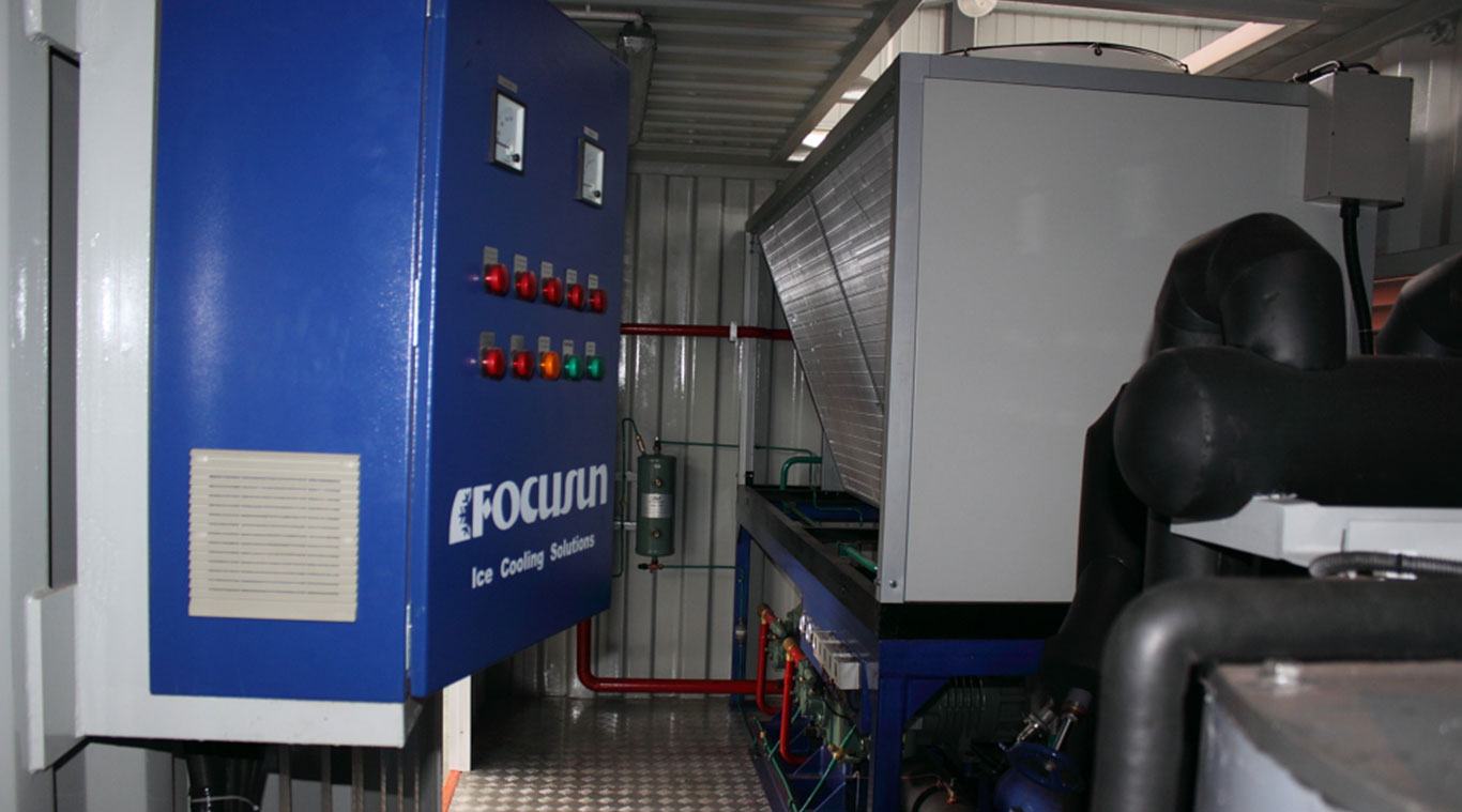 Containerized flake ice machine